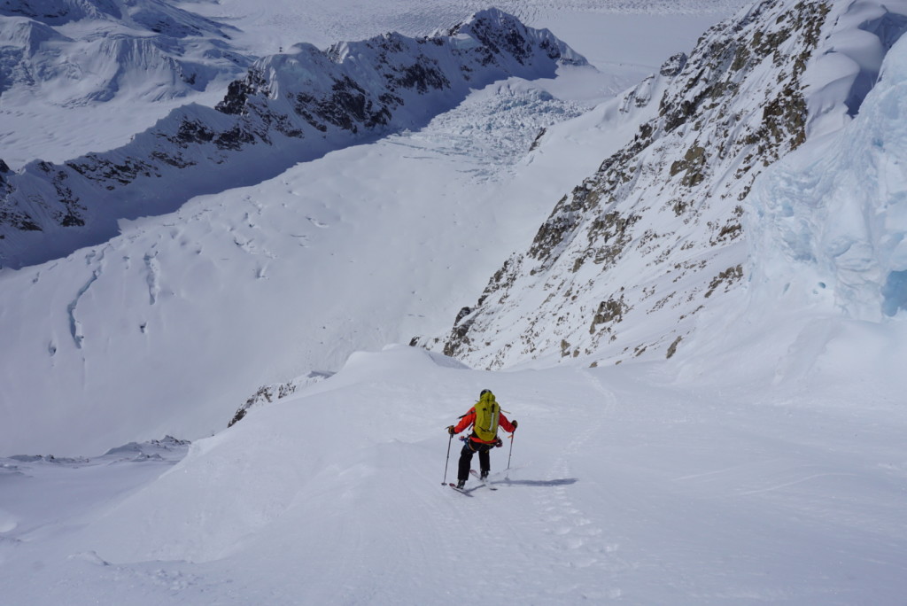 Mazimum exposure, Noah Howell skirting off the ridge into the Ramen. Photo- Adam Fabrikant